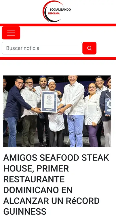 Nota de prensa: Amigos, primer restaurante dominicano en alcanzar un Récord Guinness
